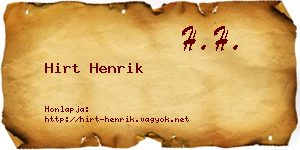 Hirt Henrik névjegykártya